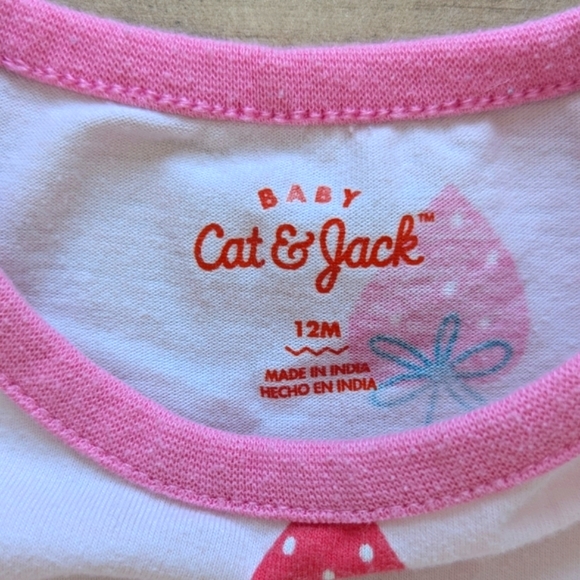 Cat & Jack + Carter's Strawberry Short Sleeves Leggings 4-Piece Lot - Size 12M - Picture 3 of 15